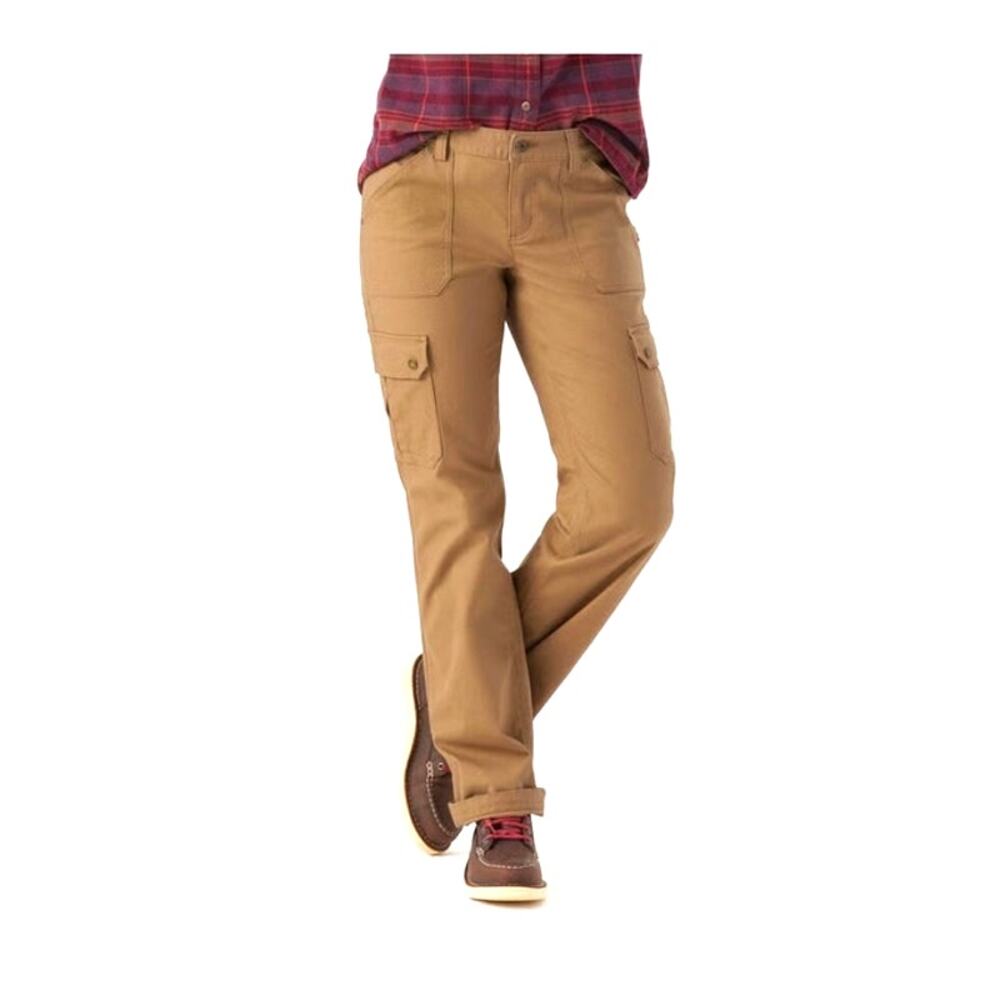 Duluth Trading Co Women's Straight-Leg Cargo Pants in Tan